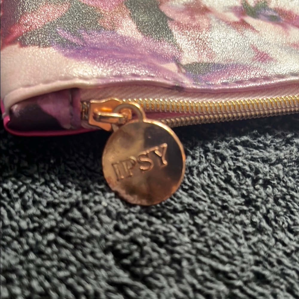 Pink Floral Cosmetic Bag with Watercolor Design - Picture 3 of 4